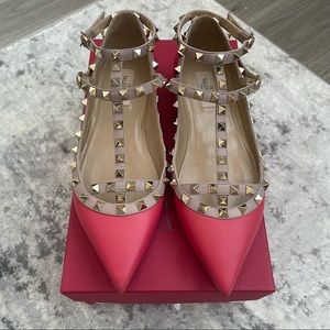 Valentino Rockstud caged Flats embellished w/ signature goldtone pyramid studs